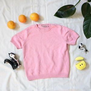 Pink knit short sleeve top